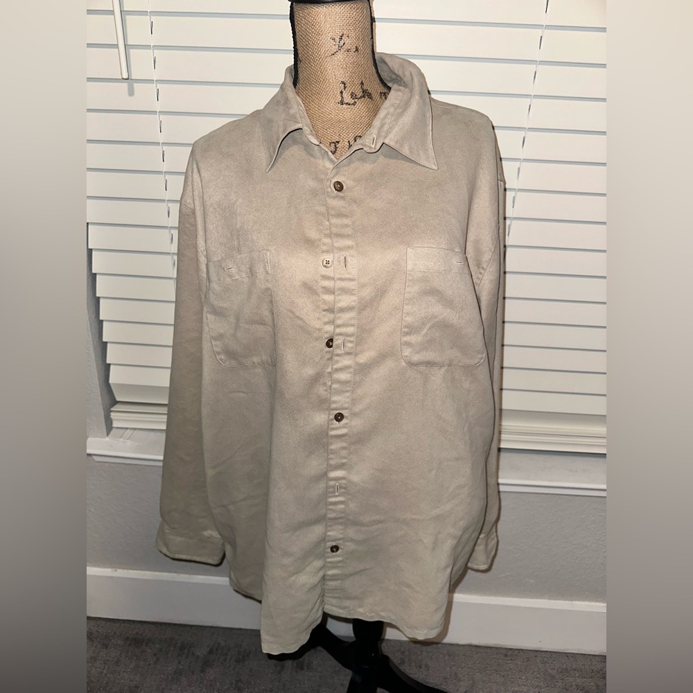 Brandini Mole Skin Tan Button Down Shirt sz XL